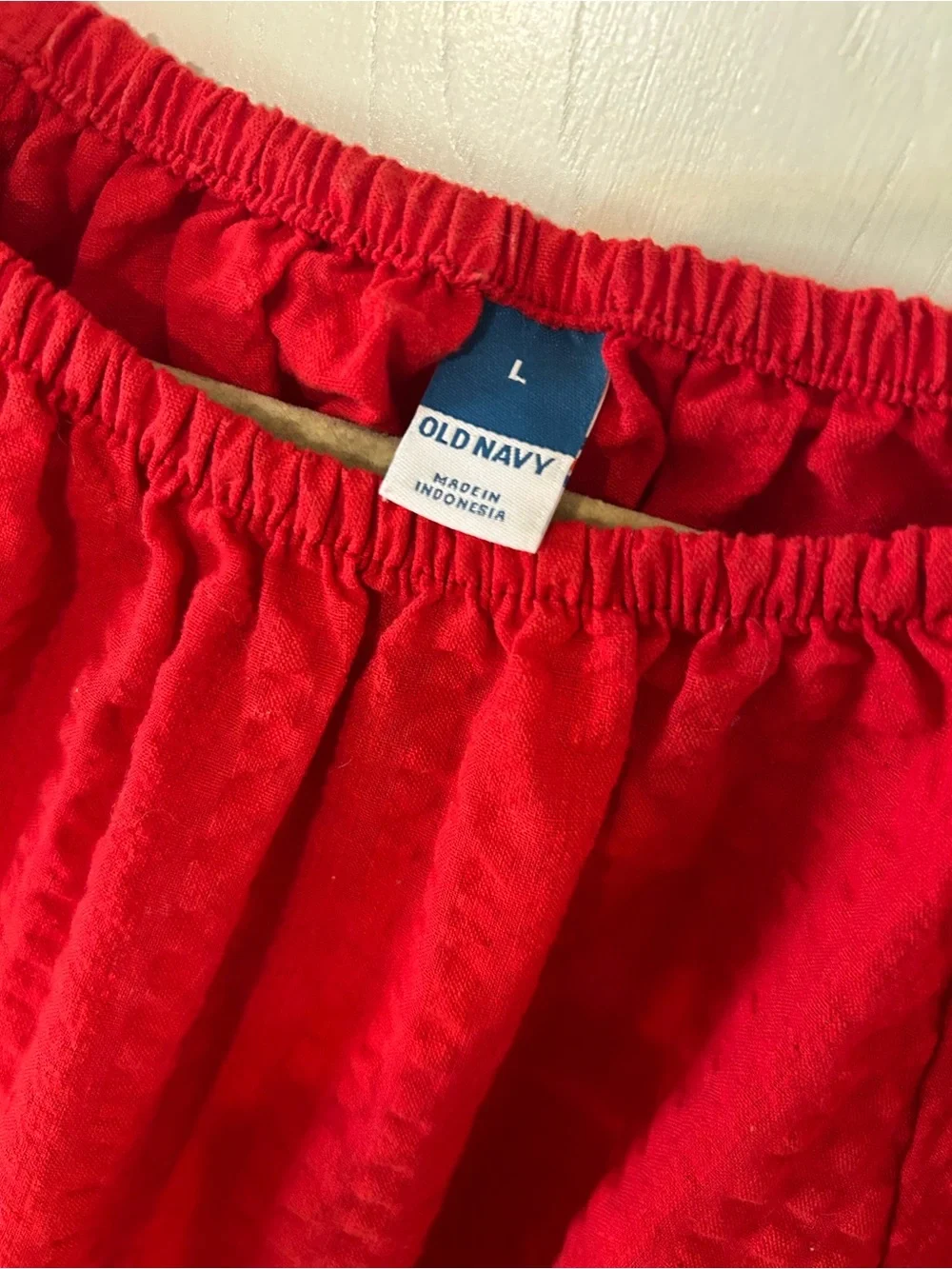 Old Navy Red Puff-Sleeve Peplum Blouse